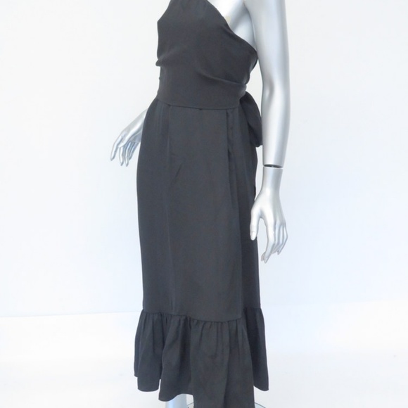 Tibi Dress Black One Shoulder Ruffle Hem - Picture 2 of 5